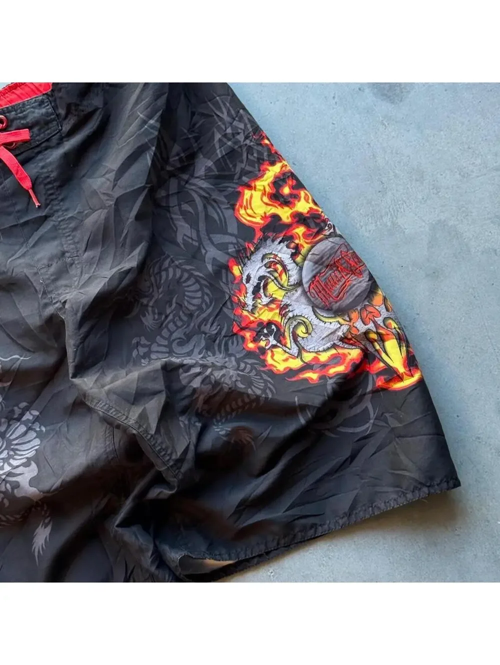 y2k maui and sons swimwear dragon board shorts